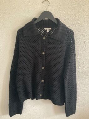 Maurice’s Open Stitch Black Cardigan Sweater - L